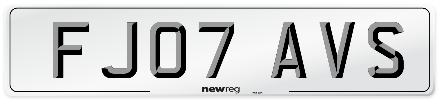 FJ07 AVS Number Plate from New Reg